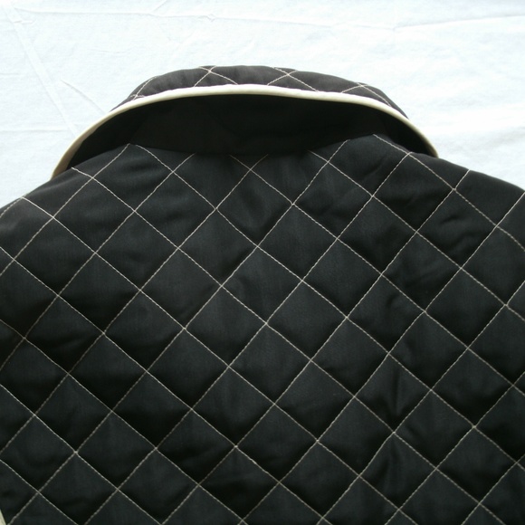 Utex Design Womens Jacket Quilted Black Tan Coat Zipper Polyester Nylon Medium - Picture 7 of 12
